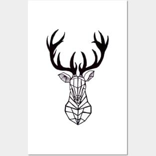 Geometric Moose- Black Posters and Art